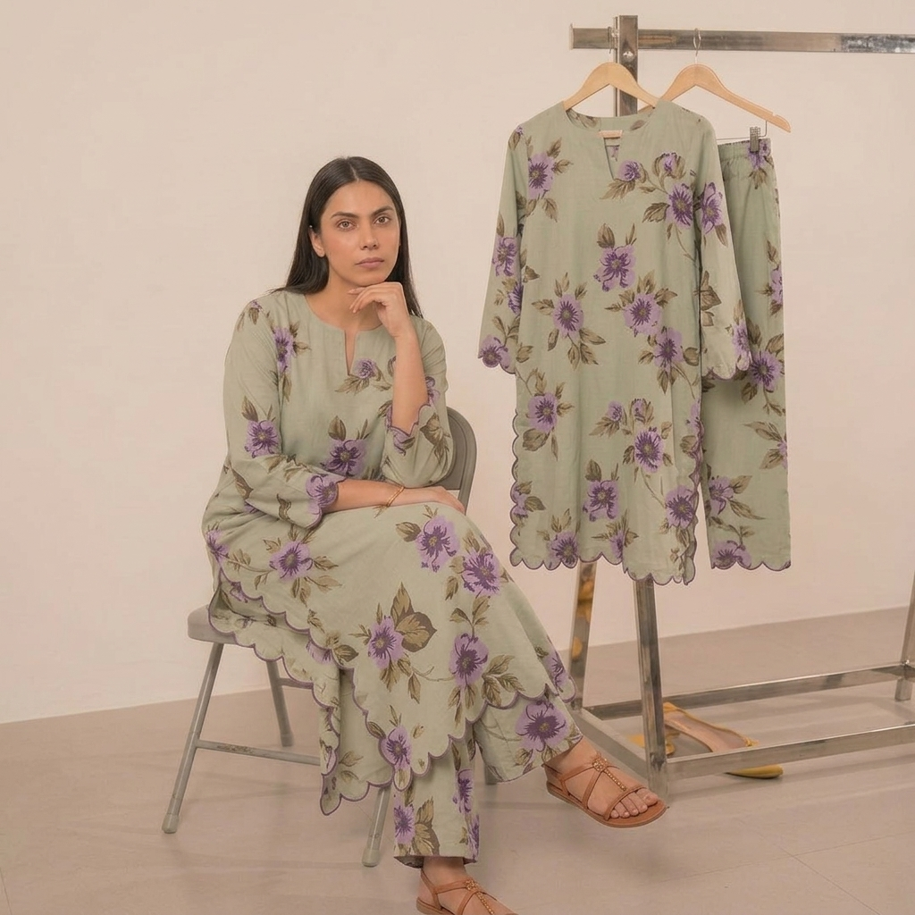 Floral Grace Two-Piece Digital Printed Lawn Suit – Antara by SK