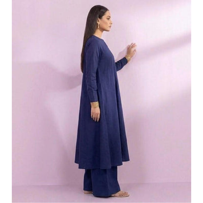 2 Piece Deep Blue Flared Frock With Palazzo Pants | ANTARA by SK