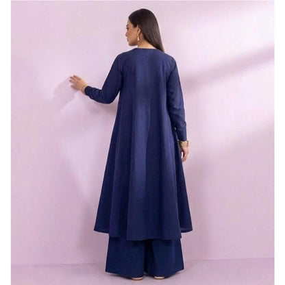 2 Piece Deep Blue Flared Frock With Palazzo Pants | ANTARA by SK